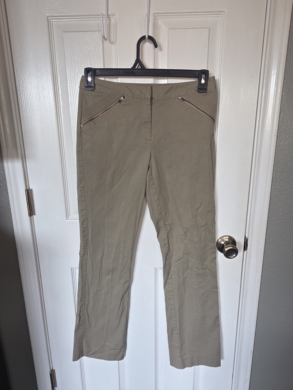 DKNY Khaki Boot Cut Jeans with Zip Detail